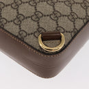 GUCCI GG Supreme Web Sherry Line Bag PVC Beige Gold 696016 Auth am10180V-16