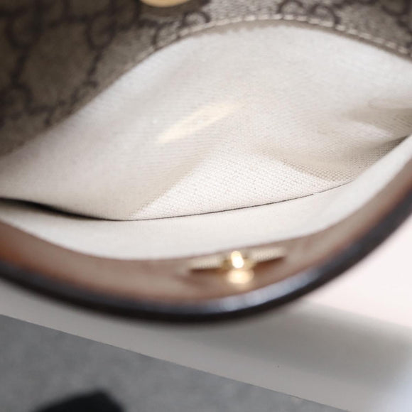 GUCCI GG Supreme Web Sherry Line Bag PVC Beige Gold 696016 Auth am10180V