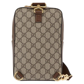 GUCCI GG Supreme Web Sherry Line Bag PVC Beige Gold 696016 Auth am10180V - 0