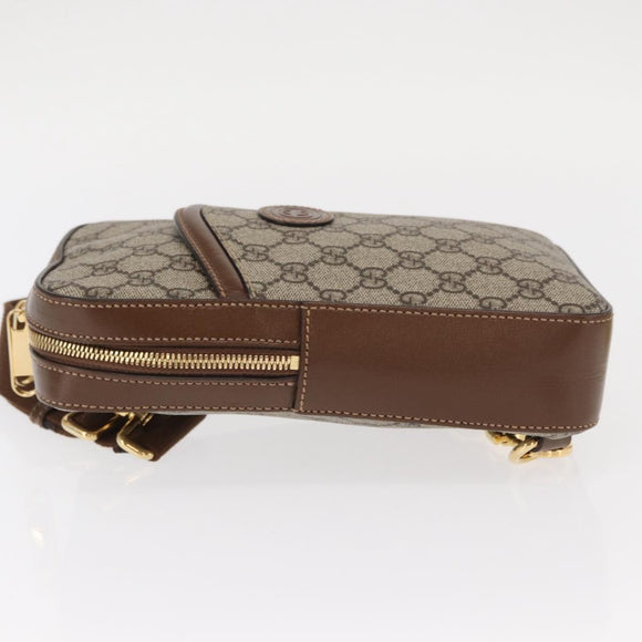 GUCCI GG Supreme Web Sherry Line Bag PVC Beige Gold 696016 Auth am10180V