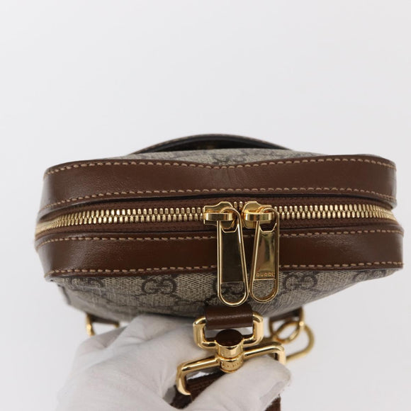 GUCCI GG Supreme Web Sherry Line Bag PVC Beige Gold 696016 Auth am10180V