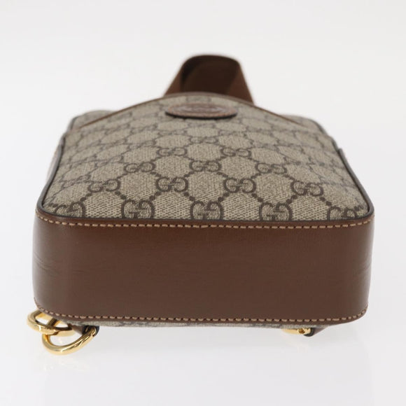 GUCCI GG Supreme Web Sherry Line Bag PVC Beige Gold 696016 Auth am10180V