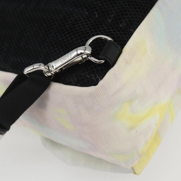 FENDI Zucca Canvas Shoulder Bag Nylon White Silver Auth am10182V