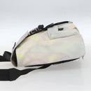 FENDI Zucca Canvas Shoulder Bag Nylon White Silver Auth am10182V-3