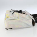 FENDI Zucca Canvas Shoulder Bag Nylon White Silver Auth am10182V-4