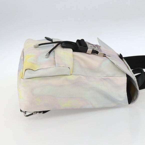 FENDI Zucca Canvas Shoulder Bag Nylon White Silver Auth am10182V