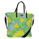 PRADA Tote Bag Nylon Leather 2way Multicolor Gold Auth am10186V-1