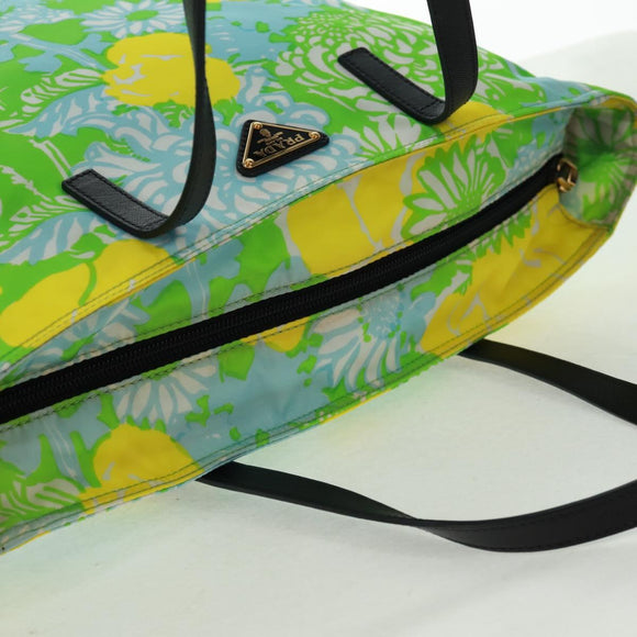 PRADA Tote Bag Nylon Leder 2way Mehrfarbig Gold Auth am10186V