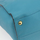 PRADA Hand Bag Leather 2way Turquoise Blue Gold Auth am10188V-19