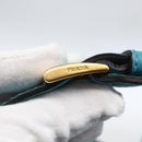 PRADA Hand Bag Leather 2way Turquoise Blue Gold Auth am10188V-9