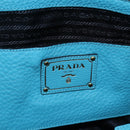 PRADA Hand Bag Leather 2way Turquoise Blue Gold Auth am10188V-21