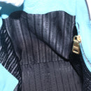 PRADA Hand Bag Leather 2way Turquoise Blue Gold Auth am10188V-24