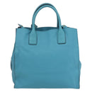 PRADA Hand Bag Leather 2way Turquoise Blue Gold Auth am10188V-2