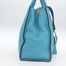PRADA Hand Bag Leather 2way Turquoise Blue Gold Auth am10188V-3
