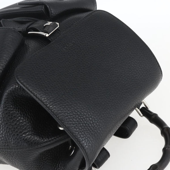 GUCCI Bamboo Fringe Backpack Leather Black Gold 370833 Auth am10189V