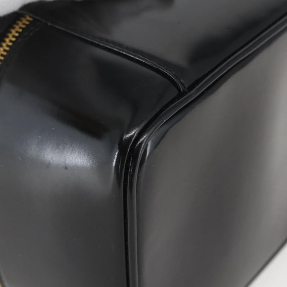 GUCCI Bamboo Vanity Pouch Enamel Black Gold 032 1956 0151 Auth am10193