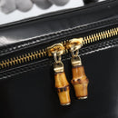 GUCCI Bamboo Vanity Pouch Enamel Black Gold 032 1956 0151 Auth am10193-14