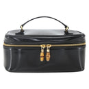 GUCCI Bamboo Vanity Pouch Enamel Black Gold 032 1956 0151 Auth am10193-2