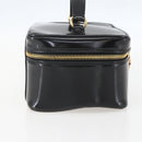 GUCCI Bamboo Vanity Pouch Enamel Black Gold 032 1956 0151 Auth am10193-4