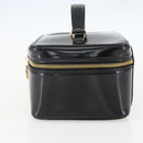 GUCCI Bamboo Vanity Pouch Enamel Black Gold 032 1956 0151 Auth am10193-5