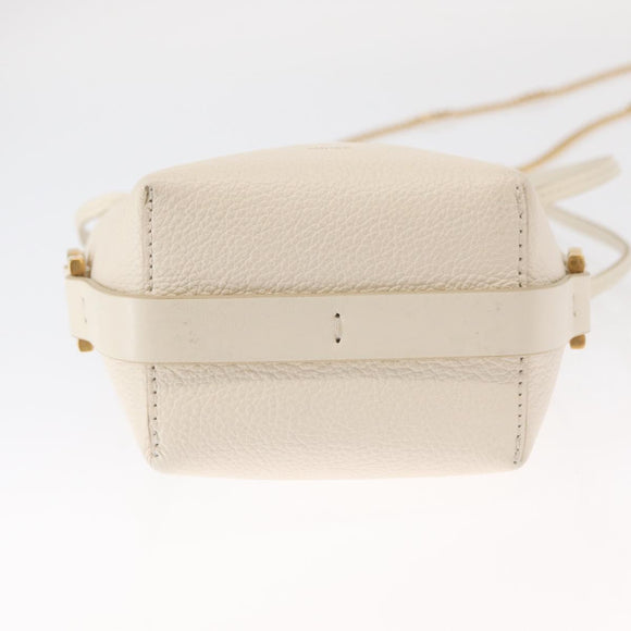Chloe Chain Micro bucket Shoulder Bag Leather Ivory Gold Auth am10194V