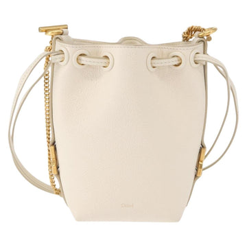 Chloe Chain Micro bucket Shoulder Bag Leather Ivory Gold Auth am10194V - 0