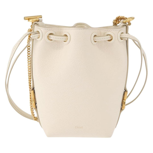 Chloe Chain Micro bucket Shoulder Bag Leather Ivory Gold Auth am10194V
