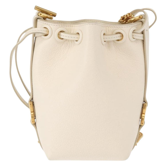 Chloe Chain Micro bucket Shoulder Bag Leather Ivory Gold Auth am10194V