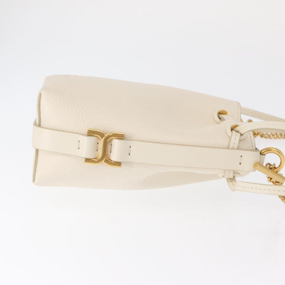 Chloe Chain Micro bucket Shoulder Bag Leather Ivory Gold Auth am10194V