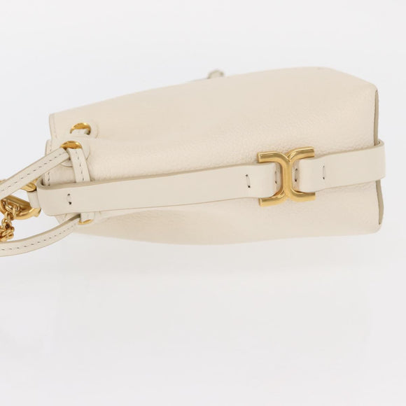 Chloe Chain Micro bucket Shoulder Bag Leather Ivory Gold Auth am10194V