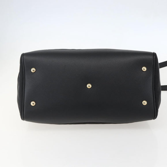 Salvatore Ferragamo Gancini Hand Bag Nylon Leather 2way Black Gold Auth am10197V