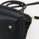 Salvatore Ferragamo Gancini Hand Bag Nylon Leather 2way Black Gold Auth am10197V-12
