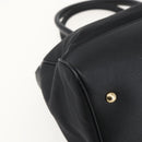 Salvatore Ferragamo Gancini Hand Bag Nylon Leather 2way Black Gold Auth am10197V-13