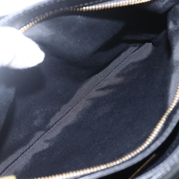 Salvatore Ferragamo Gancini Hand Bag Nylon Leather 2way Black Gold Auth am10197V