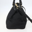 Salvatore Ferragamo Gancini Hand Bag Nylon Leather 2way Black Gold Auth am10197V-4