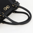 Salvatore Ferragamo Gancini Hand Bag Nylon Leather 2way Black Gold Auth am10197V-7