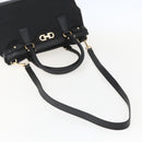 Salvatore Ferragamo Gancini Hand Bag Nylon Leather 2way Black Gold Auth am10197V-9