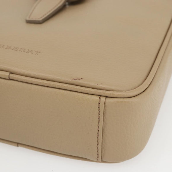 BURBERRY Umhängetasche Leder Beige Silber Auth am10199V