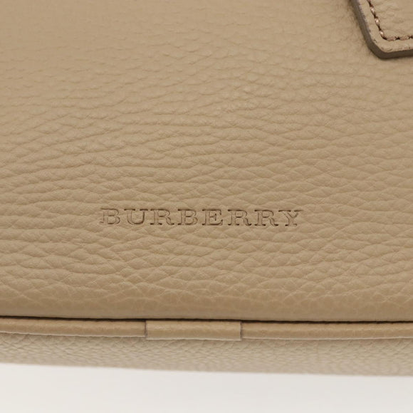 BURBERRY Umhängetasche Leder Beige Silber Auth am10199V