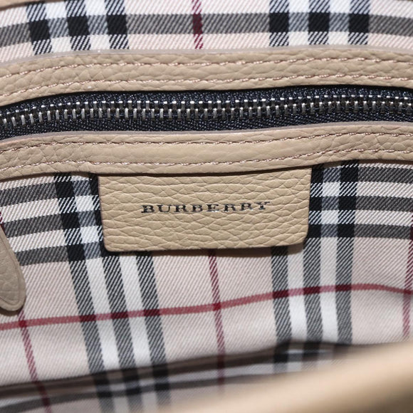 BURBERRY Umhängetasche Leder Beige Silber Auth am10199V