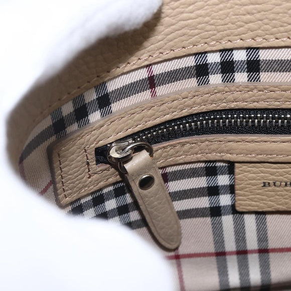 BURBERRY Umhängetasche Leder Beige Silber Auth am10199V