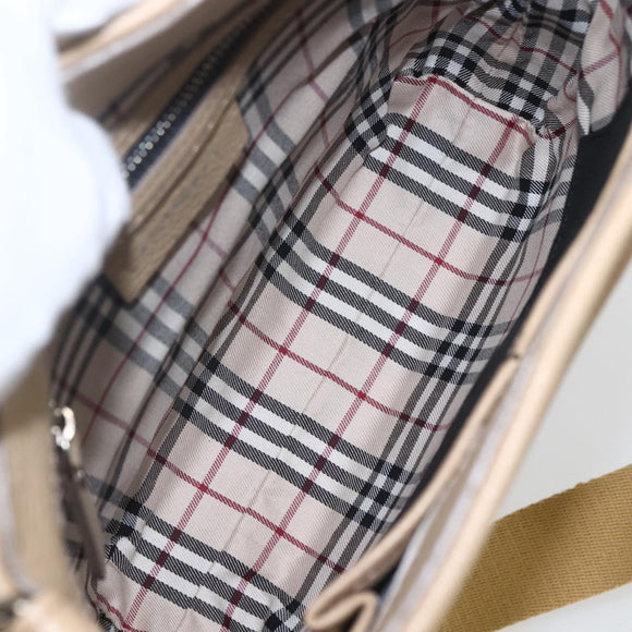 BURBERRY Umhängetasche Leder Beige Silber Auth am10199V