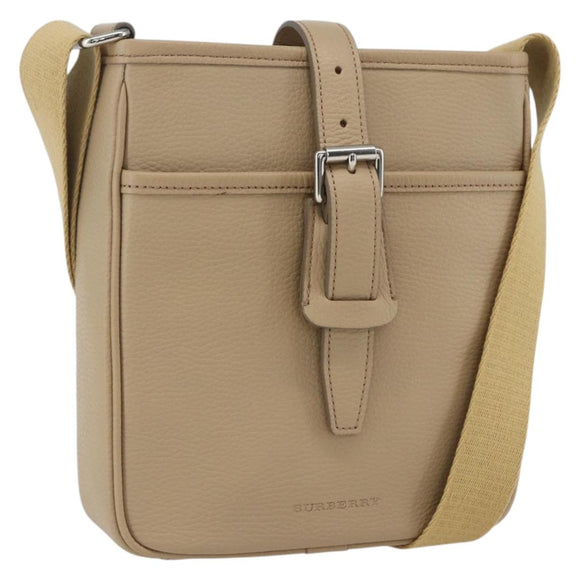 BURBERRY Umhängetasche Leder Beige Silber Auth am10199V