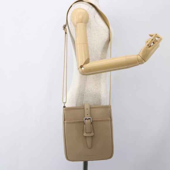 BURBERRY Umhängetasche Leder Beige Silber Auth am10199V