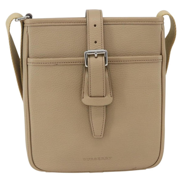 BURBERRY Umhängetasche Leder Beige Silber Auth am10199V