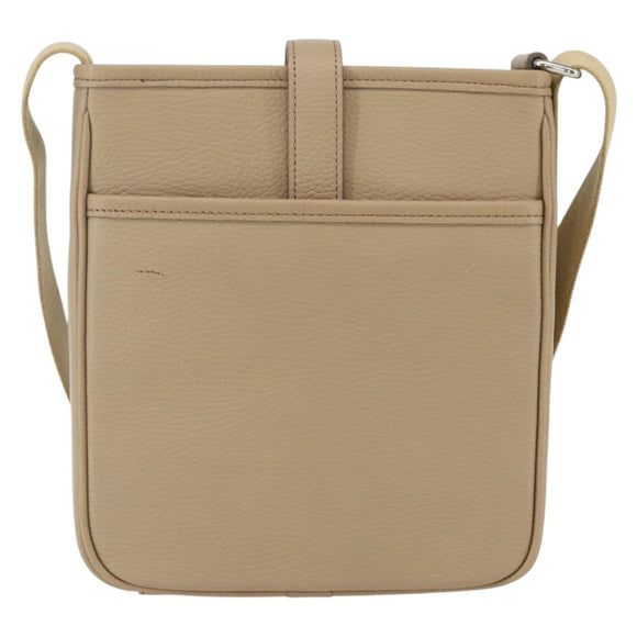 BURBERRY Umhängetasche Leder Beige Silber Auth am10199V