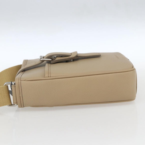 BURBERRY Umhängetasche Leder Beige Silber Auth am10199V