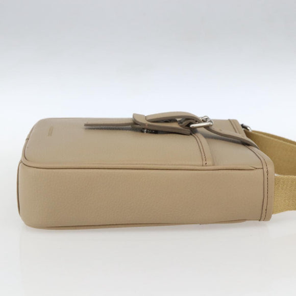 BURBERRY Umhängetasche Leder Beige Silber Auth am10199V