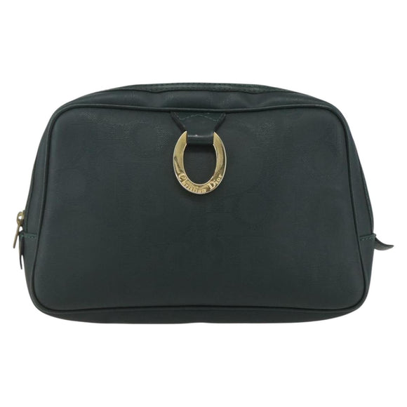 Christian Dior Trotter Canvas Clutch Bag PVC Green Gold Auth am10201V