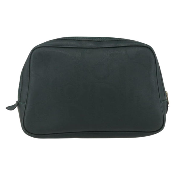 Christian Dior Trotter Canvas Clutch Bag PVC Green Gold Auth am10201V